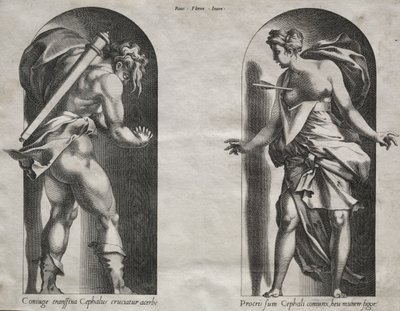 Cephalus e Procris em dois nichos, 1538-1540. de Rene Boyvin