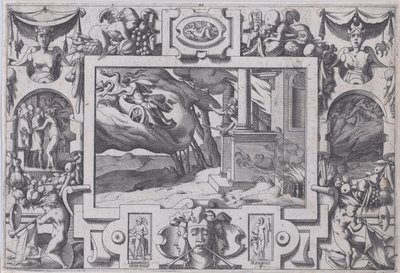 Medeia foge de Jasão A espada curta Jasão a persegue, mas não consegue viver..., 1563. de Rene Boyvin