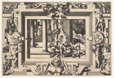 Medéia mata seus dois filhos por Jason Para quem Absyrte derramou sangue, causa apenas ..., 1563. de Rene Boyvin