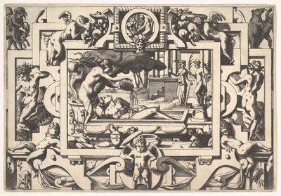 Medéia derrama uma poção mágica sobre Jason King Aeson tão obsoleto e magro em um tanque que ela ..., 1563. de Rene Boyvin