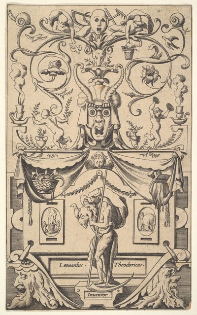 Painel com figura de Saturno, placa 1, ca. 1550-65. de Rene Boyvin