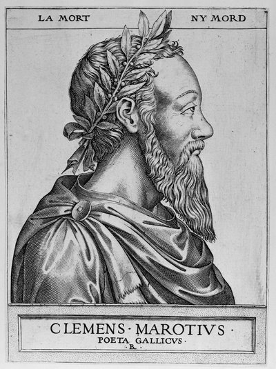 Retrato de Clemente des Marets chamado Marot (1496-1544), poeta francês - Gravura de Clemente Marotius pota gallicus de René Boyvin 1576 - de Rene Boyvin