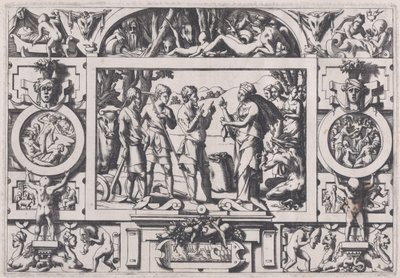 A Rainha Ino e o Lavrador A Rainha Ino estraga a semente do novilho em todos os lugares..., 1563. de Rene Boyvin