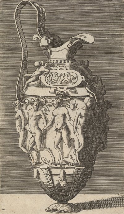 Vaso com Dançarinas e Sátiros, final do século XVII. de Rene Boyvin