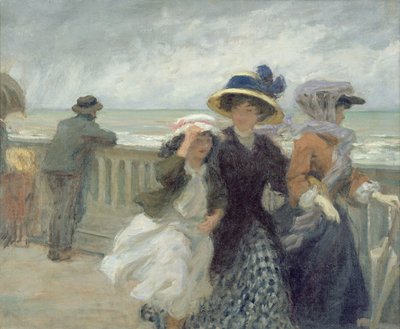 Gale on the Seafront (óleo sobre tela) de René François Xavier Prinet