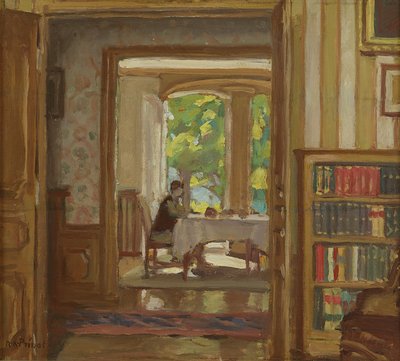 Sala de Jantar no Clos Saint-Jean, Bourbonne-les-Bains (óleo sobre tela) de René François Xavier Prinet