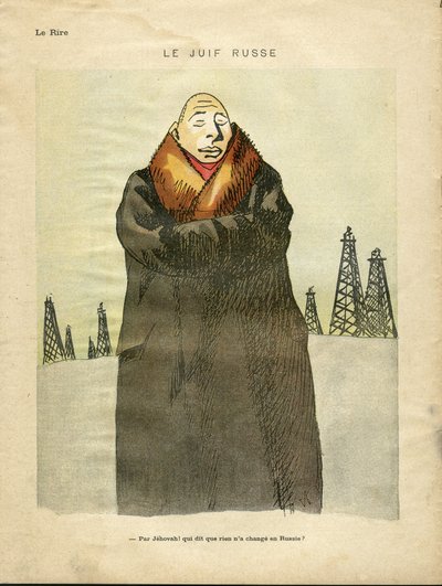 Ilustração de Hermann-Paul (1864-1940) em Le Lire, ca. 1935 - O judeu russo - Antisemitismo, Petrole - Judeu de Rene George Hermann Paul