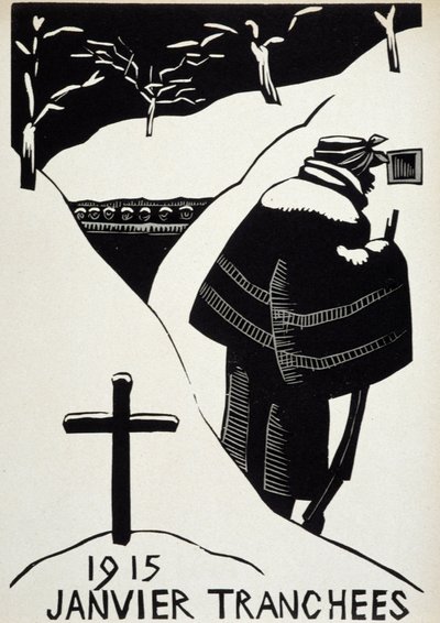 Janeiro 1915: les trenches - em "Calendar of War", doente. por Herman-Paul, Librairie Lutetia, Paris de Rene George Hermann Paul