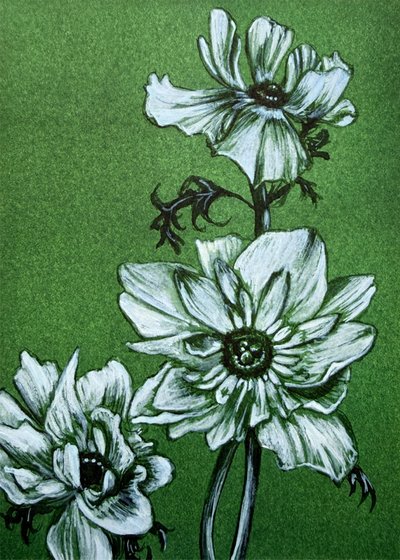 Flores verdes assustadoras de Renee Machan Cottagecore Artist