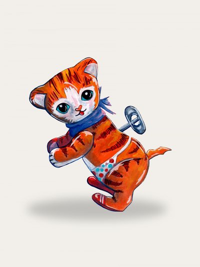 Gatinho de corda fofo de Renee Machan Cottagecore Artist