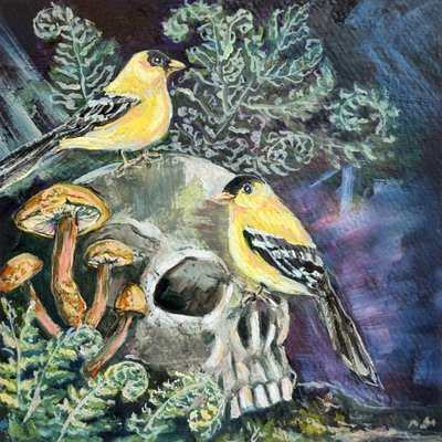Pintassilgos de natureza sombria de Renee Machan Cottagecore Artist