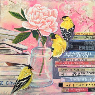 Goldfinches Peony Books de Renee Machan Cottagecore Artist