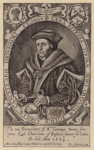 Sir Thomas More, advogado inglês, estadista, filósofo e humanista (gravura) de Renold (after) Elstrack