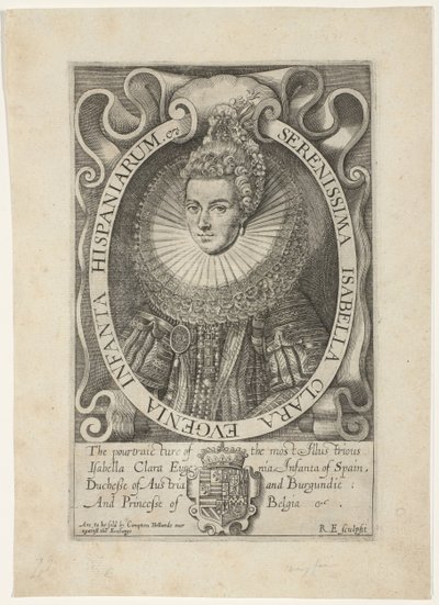 Portret de Isabella Clara Eugenia Sereníssima Isabella Clara Eugenia Infanta da Espanha (título no objeto) de Renold Elstrack