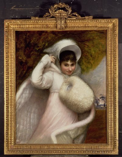 Retrato de uma senhora em um vestido branco de Rev. Mathew William Peters