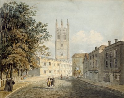 Magdalen College e o extremo leste da High Street, Oxford, 1795 de Rev Robert Nixon