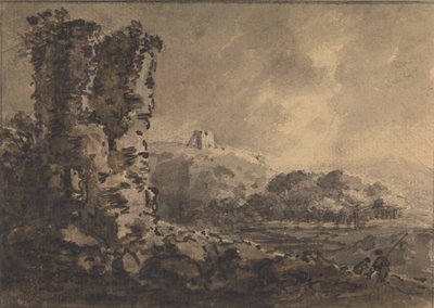 Paisagem Clássica com Ruína à Esquerda, Duas Figuras à Direita de Rev. William Gilpin