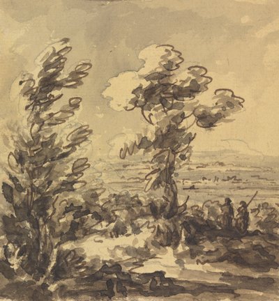Paisagem com árvores em primeiro plano de Rev. William Gilpin