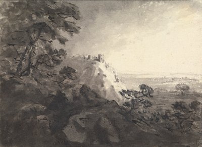 Paisagem com um Castelo numa Colina no Centro da Distância de Rev. William Gilpin