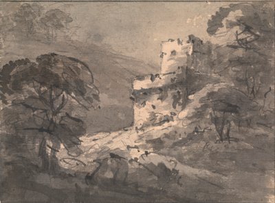 Paisagem com um Castelo em ruínas à direita de Rev. William Gilpin