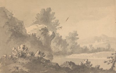 Paisagem do Rio com Castelo à Distância de Rev. William Gilpin