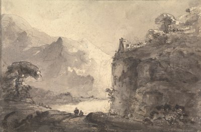 Paisagem Rochosa com Duas Figuras num Caminho no Centro de Rev. William Gilpin