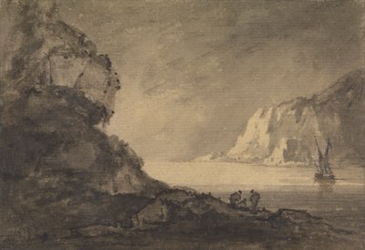Cena de envio com três figuras em terra de Rev. William Gilpin