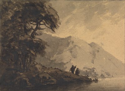 Duas figuras em terra com a elevação da montanha por detrás de Rev. William Gilpin