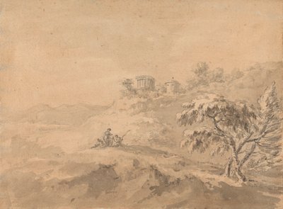 Dois Homens numa Paisagem e um Castelo numa Colina de Rev. William Gilpin