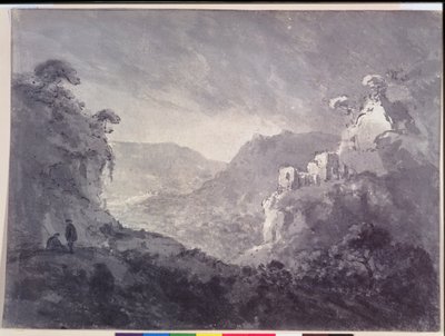 Vista para um vale sinuoso (caneta e tinta no papel) de Rev. William Gilpin