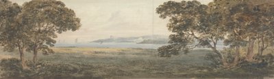 Paisagem arborizada com vista para um estuário de Rev. William Gilpin