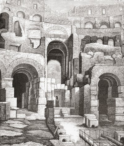 Interior do Coliseu, Roma, Itália, desde as escavações de 1874. De Italian Pictures do Rev. Samuel Manning, publicado em 1890. de Reverend Samuel Manning