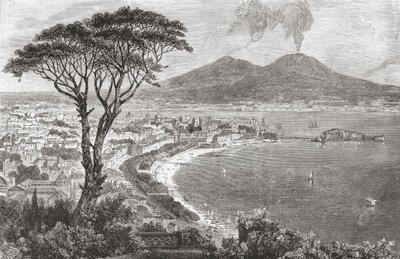 Nápoles e o Monte Vesúvio, Itália, no final do século XIX. De Italian Pictures do Rev. Samuel Manning, publicado por volta de 1890. de Reverend Samuel Manning