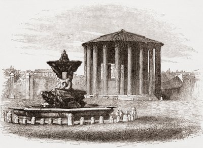 Templo de Vesta, Fórum Romano, Roma, Itália, no final do século XIX. De Italian Pictures by Rev. Samuel Manning, publicado em 1890. de Reverend Samuel Manning
