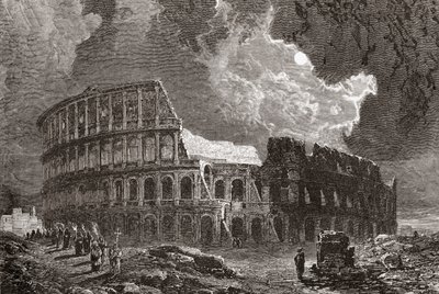 O Coliseu, Roma, Itália, ao luar, no final do século XIX. De Italian Pictures do Rev. Samuel Manning, publicado em 1890. de Reverend Samuel Manning