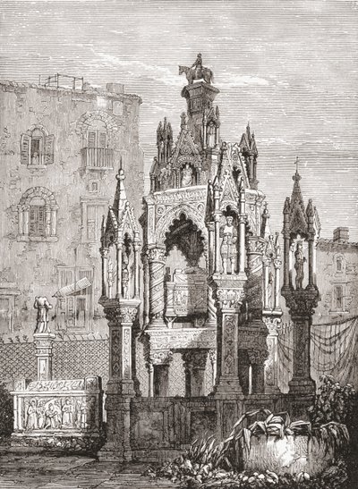 Os túmulos de Scaliger, Verona, Itália, no final do século XIX. De Italian Pictures do Rev. Samuel Manning, publicado em 1890. de Reverend Samuel Manning