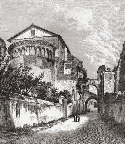 A igreja de Santi Giovanni e Paolo, Colina Celiana, Roma, Itália, no final do século XIX. De Italian Pictures do Rev. Samuel Manning, publicado por volta de 1890. de Reverend Samuel Manning