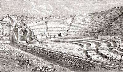O pequeno teatro, Pompeia, Nápoles, Itália From Italian Pictures by Rev. Samuel Manning, published c.1890. de Reverend Samuel Manning