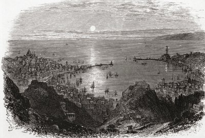 Vista de Génova, no Norte de Itália, no final do século XIX. De Italian Pictures do Rev. Samuel Manning, publicado por volta de 1890. de Reverend Samuel Manning