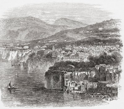 Vista de Sorrento, na Campânia, sul de Itália, em finais do século XIX. De Italian Pictures do Rev. Samuel Manning, publicado por volta de 1890. de Reverend Samuel Manning