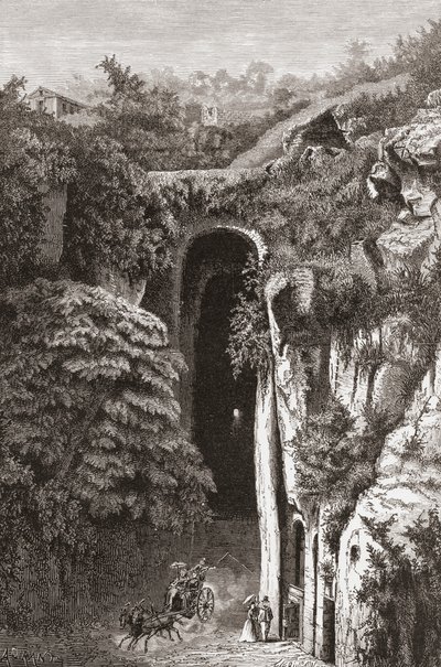O túmulo de Virgílio, em Nápoles, no sul de Itália, no final do século XIX. De Italian Pictures do Rev. Samuel Manning, publicado por volta de 1890. de Reverend Samuel Manning