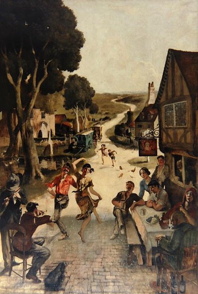 Cena rústica: Dança dos Aldeões de Rex Whistler