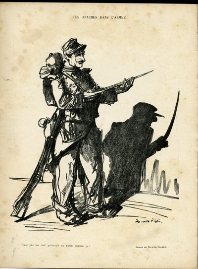 Ilustração de Ricardo Flores (1878-1918) em Le Lire, 22/01/10 - Apaches na Armee - Apaches proxenetes - Sombra/luz de Ricardo Flores