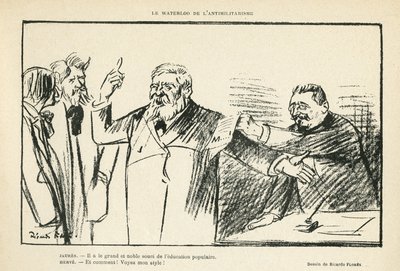 Ilustração de Ricardo Flores (1878-1918) em Le Rire, 27/07/12 - O Waterloo do Antimilitarismo - Antimilitarismo - Jaures Jean, Herve Gustave (1871-1944) de Ricardo Flores