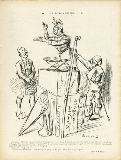 Ilustração de Ricardo Flores (1878-1918) em Le Lire, 20/09/13 - O Mentiroso - Alemanha Prússia, Turquia, Guerra dos 14-18 Primeiros Ratos - Guilherme II de Ricardo Flores