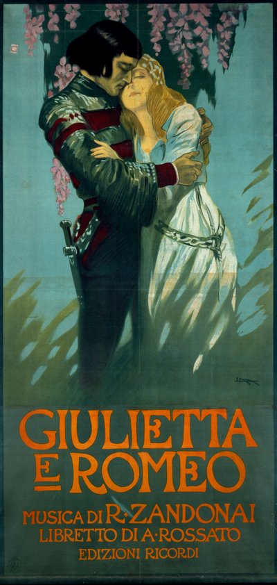 Poster para a ópera Romeu e Julieta de Riccardo Zandonai de Riccardo Zandonai