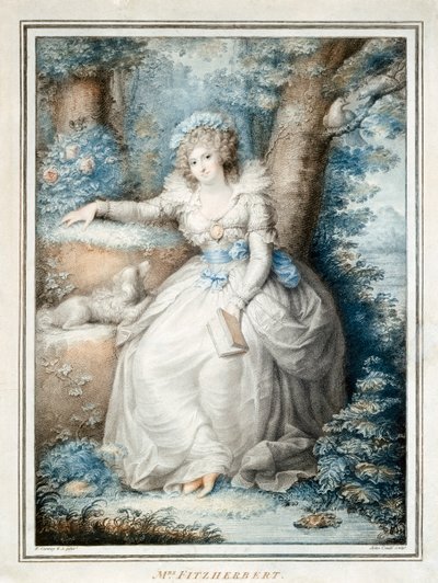 Sra. Fitzherbert (cor litho) de Richard (after) Cosway