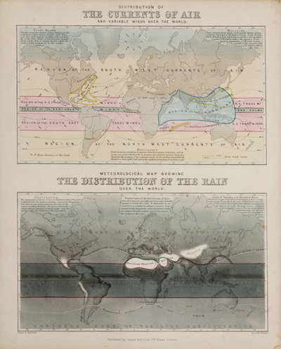 Dois mapas meteorológicos, c 1850 de John Pardon