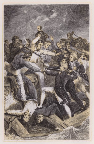 Conflito com um lançamento espanhol (gravura colorida) de Richard (after) Westall