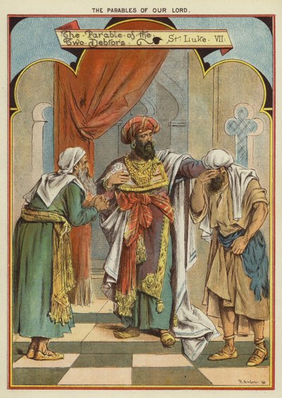As Parábolas de Cristo: A Parábola dos Dois Devedores (chromolitho) de Richard Andre